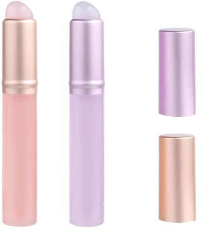 Silicone Lip Brush,2 Pcs Silicone Lip Applicator,Round Head Lip Brushes Applicator With Cap For Lipstick Lip Gloss(Pink,Purple)