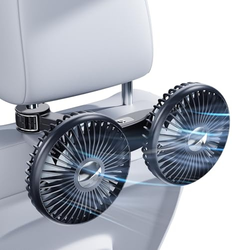 NIFBANG Ventilatore per auto per sedile posteriore per bambini, alimentato tramite USB, dispositivo di raffreddamento per seggiolino auto per bambini [viene fornito con caricabatterie per auto] 360 °