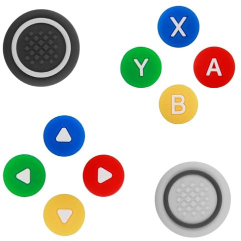 teasteam Silicone Thumb Grips for Nintendo Switch/OLED 10Pcs Classic Cross D-Pad Button Caps ABXY Key Buttons Sticker Joystick Cover Thumbstick Caps Comfortable Joystick Covers for Gaming(Color)