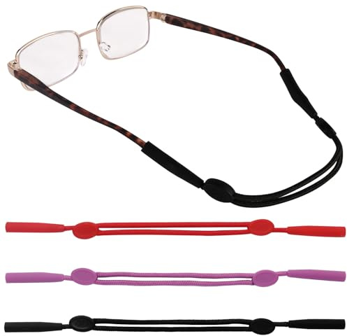 PiqueGlo 3er-Pack Brillenbänder aus Seil Anti-Rutsch-Ohrbügel-Abdeckung für Sportbrillen Anti-Rutsch-Abdeckung für Brillen mit Fallschutz Verstellbares Ai-Brillenband
