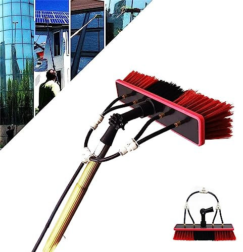 Kit de nettoyage de vitres. Brosse de fenêtre 10m, nettoyeur de panneaux solaires, nettoyeur de toit de véranda, équipement de lavage facile à installer, alimentation en eau pratique(50cm Brush,8m gol