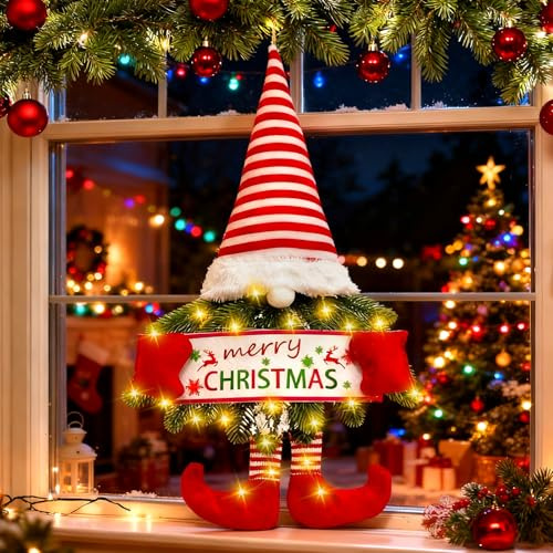 BBLTIFF Ghirlanda Natalizia, Ghirlanda Natalizia per Porta con Luci, Corona di Natale 50×30CM, Corona di Elfi di Natale, Corona de Navidad para Puerta, Per La Decorazione di Porte