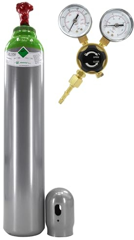 Bestschweissen.de Argon-/CO2-Mischgasflasche mit Druckminderer – 8 l, 200 bar gefüllt + Mini-Ar/CO2-Druckminderer BestSchweissen.de für WIG-, MIG- und MAG-Schweißen