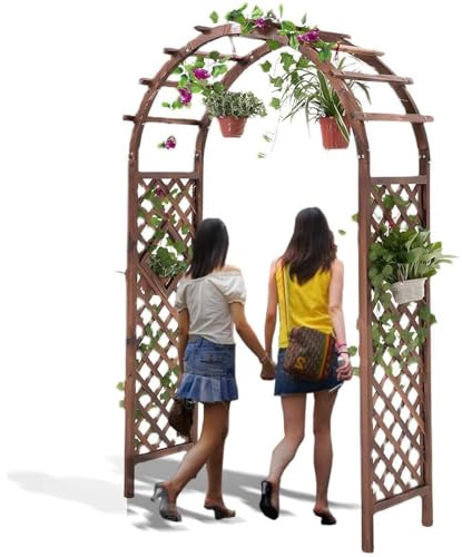 Arco da giardino in legno per piante rampicanti, traliccio in legno massello, per matrimoni all'aperto, 180 x 240 cm, perfetto per rose rampicanti e decorazioni da giardino