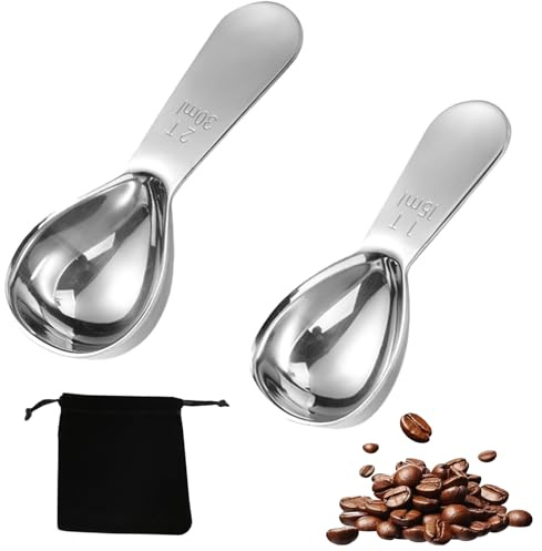 3PCS Coffee Spoon Set, 15ML ML, 1 Storage Bag, Coffee Spoon Measure, for Coffe'e, Milk Powder, Fruit Powder. (Silver)