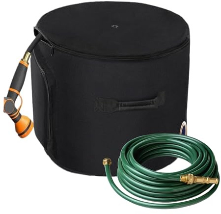 Garden Water Hose Holder Storage Bag Pot, Lightweight & Sturdy, 17.99x12.99inch, Garden Pipe Container, Water Hose Storage, Protects & Organizes, for Backyard and Balcony