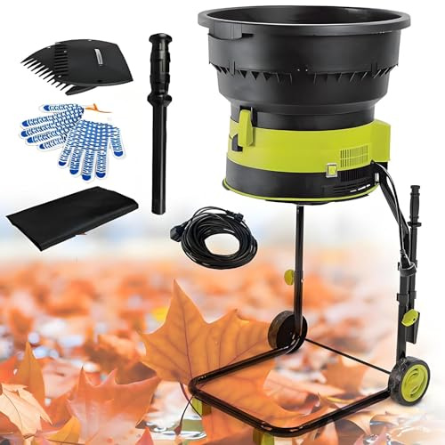 Trituradora eléctrica de jardín con ruedas, potencia de 2500 W para una limpieza eficiente del patio y compostaje