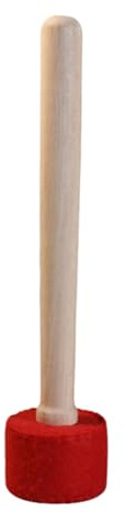 Klangschalen Schlägel Roter Holzgriff, Leise Klangqualität | Silikon und Stoffumwicklung, Handlich, Passend für Gong und Singing Bowls, 1 Stück