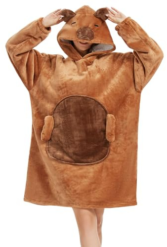 LATH.PIN Tragbare Decke Hoodie Übergroße – Tierformen Tragbare Decken mit Armärmeln mit Kapuze Pulloverdecke Sweatshirt Unisex Kapuzenpullis