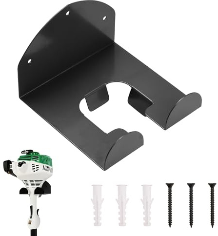 XhuangTech Grass Strimmer Wall Bracket with Screws, Heavy Duty Power Tool Hanger Space-Saving Organizer, Robust Garden Wall Hook Rack for Garage Shed Storage Hanging Yard Tools (Black)