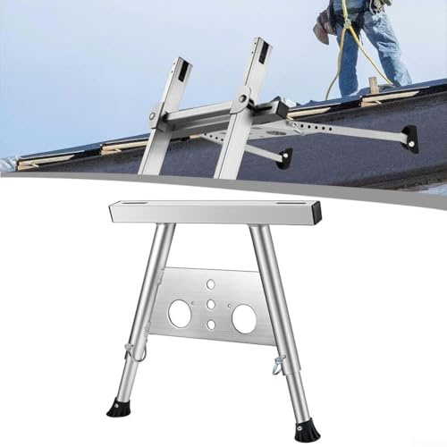 Estabilizador de escalera ajustable con bandeja de herramientas, kit de ganchos de escalera de techo para mantenimiento y limpieza de techo, se adapta a escaleras de extensión, 150 kg