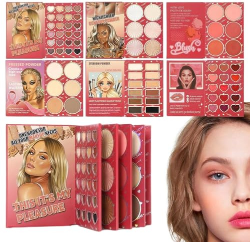 Kit de Maquillaje para Mujeres | Cosméticos de Larga Duración en Forma de Libro - Set De Maquillaje Sombras De Ojos E Iluminador,Para Desplazamientos Fotografía Escenario Citas Madre Esposa Novia