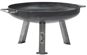 Feuerschale 48 cm aus 2,5 mm Stahl – Kompakte Feuerstelle für Balkon, Terrasse & Camping, mit Griffen, formstabil & hitzebeständig, Outdoor Feuerschale für 2–4 Personen