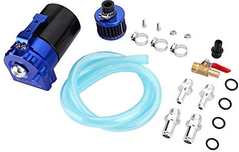 Recupero Vapori Olio Motore, Serbatoio Catch Tank 300ML, Accessorio Universale in Alluminio - Oil Catch Can Decanter, Protezione Motore e Prestazioni Ottimizzate (Nero e Blu)