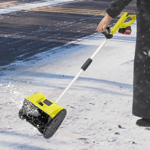 LENDISIY Akku-Schneefräse 1200W 2200rpm Elektrischer Schneewerfer Schneeschaufel Schneeschieber Schneekehrmaschine, Arbeitsbreite 32 cm, max.Schneehöhe 16 cm, Wurfweite 8m, mit Akkus & Ladegeräte