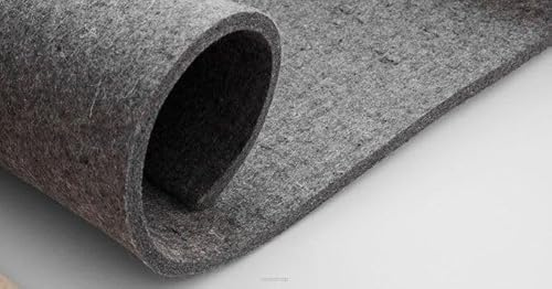 Dicker grauer Filzstoff 10 mm - 160x75 cm, 1200 g/m2 - Bastelfilz, robuster Polyesterfilz für Handwerk, Dämmung & Schallschutz, Bertoni