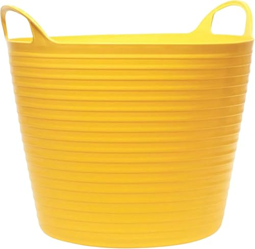 Flexi Tub – Heavy Duty Flexible Bucket, Rubber Bucket & Garden Trug for Gardening, Cleaning, Storage | Multi-Purpose Flexi Tubs Garden Bucket (Yellow, 42Ltr)