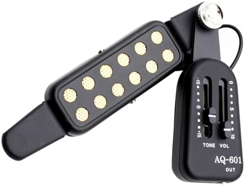 Homoyoyo Tonabnehmer für Banjo und Akustikgitarre mit Mikrofonfunktion Einfache Installation ohne Modifikation aus Abs und Metall in Gold für Professionelle und Amateurgitarristen