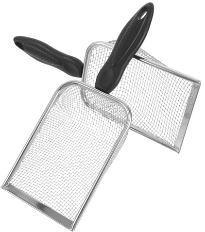 Kisangel 2 palette a rete in acciaio inossidabile - Paletta da spiaggia per conchiglie, giocattolo estivo per bambini e bambine - Setaccio per sabbia da mare per raccogliere conchiglie, 10,6x3,9x2
