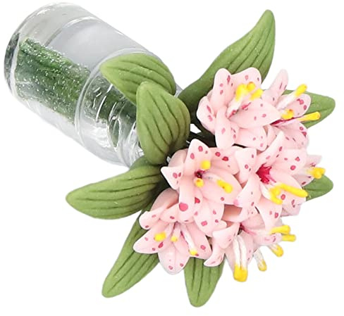 Qudinip Modello di Fiore di Casa delle Bambole in Miniatura Pianta di Giglio Rosa per la Decorazione Domestica Fai-da-te Regalo per Bambini