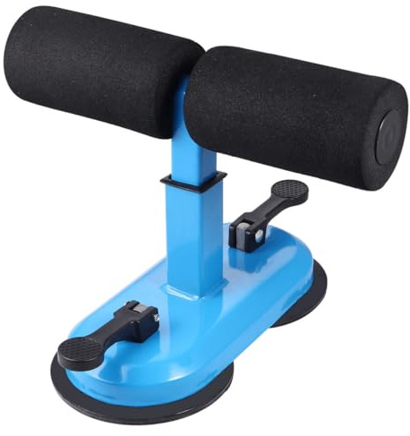 Abdominal Crunches Aid Single Bar Home Exercise Equipment Blue | Steel and Foam Build, Four Foot Barrier Height Settings, Lightweight Frame for Easy Handling