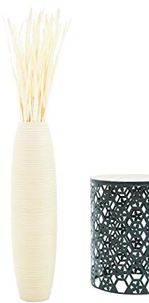 Leewadee Große Bodenvase 65 cm Mangoholz für Pampasgras & Trockenblumen | Dekovase fürs Wohnzimmer, für Zweige & Trockengräser - bruchfester als Keramik, kein Wasser. Boho