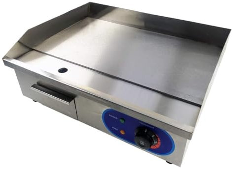 TAIMIKO Electric Griddle Commercial Counter Top Stainless Steel Hot Plate Kitchen Grill 3KW Fried Pans Burger Bacon Egg Fryer Barbeque (Full Flat)