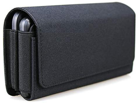 aubaddy Gürteltasche für Zwei Handys, Querformat, Nylon Double Decker Gürtelclip für iPhone 11 Pro Max/Xs Max/8 Plus, Samusng Note 8/9/10 Plus, Galaxy S9 Plus/S10 Plus mit Ultra dünnem Case