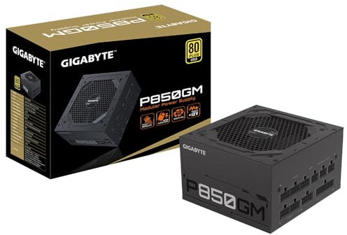 GIGABYTE P850GM V2, 850W, 80 Plus Gold Certified, 120mm Smart Hydraulic Bearing (HYB) Fan, Fully Modular Power Supply - Black