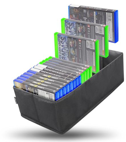 sisma Etui de Rangement Compatible avec Jeux PS5 Xbox PS4, Boîte Pliable pour Ranger et Organiser 22-25 disques de Jeux