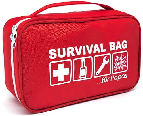 HAPPY DIKDIK Survival Bag für Papas - Lustiges Papa Geschenk für werdende Väter - Originelles Babypinkeln Geschenk zur Geburt oder zum Vatertag - ohne Inhalt