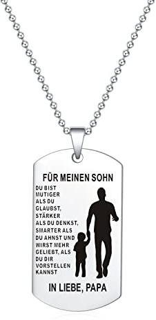 HAYOUWAY Silber Halskette Hundemark Ketten mit Anhänger Edelstahl Herrenschmuck für Herren Sohn Jungen Geburtstagsgeschenk von Mama Papa