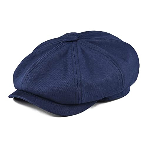 oonui Baskenmütze Damen Ballonmütze Aus Weißer Twill-Baumwolle Für Herren Und Damen Cabbies Driver Caps Gatsby Flat Ha,Blau,60-61Cm