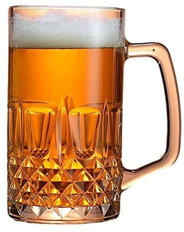 Habiba Vasos de Cerveza Jarras de Cerveza de Cristal clásicas, Vasos de Cerveza con asa, Taza de Cerveza Alemana Extragrande fácil de apilar en el Armario lavavajillas Durable