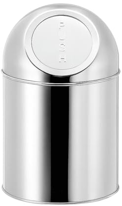 Tischabfalleimer 1 Liter Edelstahl Push Deckel Mini Mülleimer Rund Küche | Abfalleimer rostfrei und spülmaschinengeeignet im modernen Design für Küche, Bad, Büro und kompakte Stellflächen