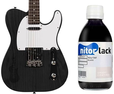 Gitarren Beize / Woodstain Schwarz/Black auf Nitrobasis 250 ml Flasche