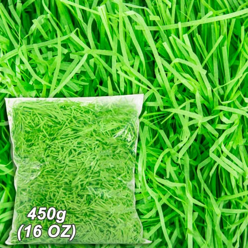 Kiddokids Green Craft Shredded Paper Grass - 16oz Easter Grass Filler for Easter Baskets and Gift Wrapping, Christmas Wedding Birthday Bridesmaid Engagement Craft Gift Boxes Bags Filler Decoration