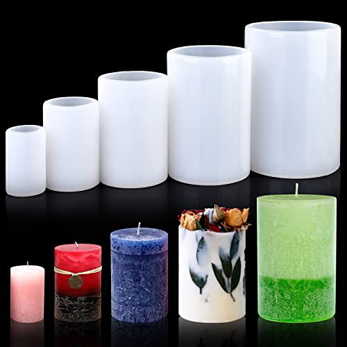 Silikon-kerzenformen Kerzen Gießform, 5 Stück Kerzenformen Zum Gießen Silikon Set, Zylinder Kerzenform, Zylinderförmig Kerzenform, Gießform Kerzen, Kerzenherstellung Mold für Duftkerzen, Seifen