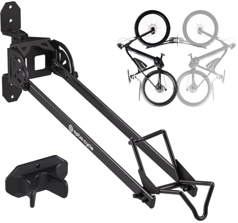Optio Cycle Fahrrad Wandhalterung Klappbar mit 180° Drehfunktion – Fahrradhalterung Wand für E-Bike, MTB, Gravel & Rennrad bis 25 kg | Fahrradhalter für Garage, Keller, Wohnung