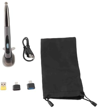 HUIOP Souris de Stylo Optique 2,4 GHz Mains Droite et Gauche Rechargeable sans Fil Stylo de Poche Optique Souris sans Fil Double Touches Gris