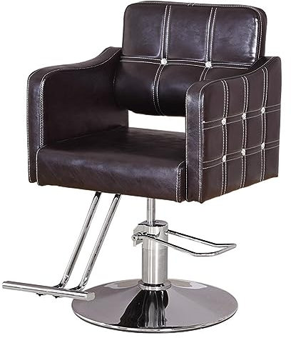 IBOWZ Friseurstuhl Friseursessel Salon- und Spa-Ausrüstung, Styling-Stuhl, professionelle Salons, Friseursalons, moderner Friseurstuhl, robuste Chrombasis, hydraulische Pumpe, braun
