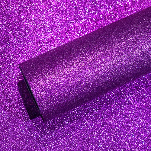VEELIKE Purple Glitter Wallpaper Glamour Fabric Roll Sparkle Wallpaper Self Adhesive Contact Paper for Furniture Vinyl Wrap for Kitchen Cupboards Lining Paper for Drawers Party Dressing 40cm×300cm