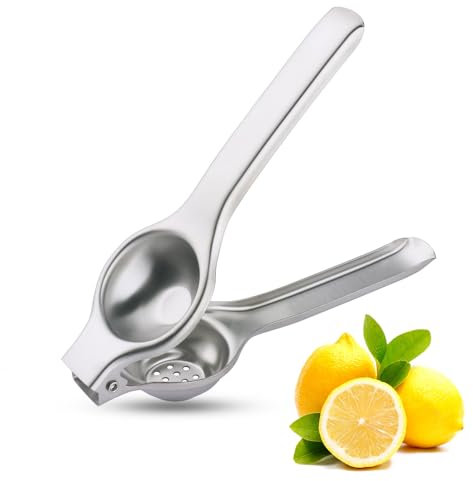TUPMFG Manual Lemon Squeezer - Heavy Duty - Stainless Steel Orange Lemon Juicer Squeezer, Hand Citrus Lemon Squeezer Press, Safe Quick and Effective Juicing (Silver)