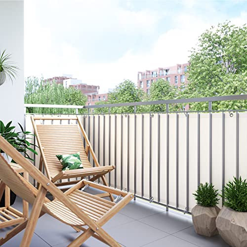 BalkonsichtschutzZaunblende Sichtschutz Blickdicht Polyester mit Ösen für Balkon Sichtschutz - Dunkelgrün 100x750cm