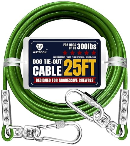 Cable de amarre para perros de hasta 300 libras, 100 pies, extra fuerte, 1000 libras, resistencia a la rotura, correa de entrenamiento, cable para correr perros para patio, jardín, parque, camping al