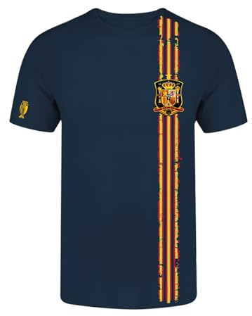 Genérico Camiseta Roja de la Selección Española con Diseño Vintage, Escudo y Rayas (1, Azul, 5/6)