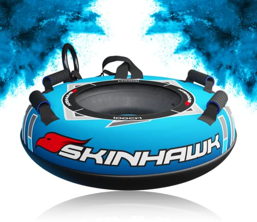 SKINHAWK Snowtube professionnel Ø 100 cm Bleu Luge Bob Luge Pneu de neige Pneu antidérapant