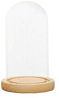 Pleayietoopiatiey Cupola in vetro trasparente con base in legno, decorazione per esposizione, 7 x 12 cm