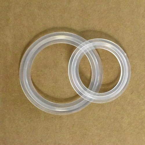 5 Stück 1/2 Zoll, 3/4 Zoll, 1 Zoll, 1,5 Zoll, 2 Zoll, 3 Zoll, 4 Zoll, Tri-Clamp, transparente Silikondichtung, Dichtungsring, flache Unterlegscheibe, hochwertige Sanitär-Lebensmittelqualität(25mm-50.5