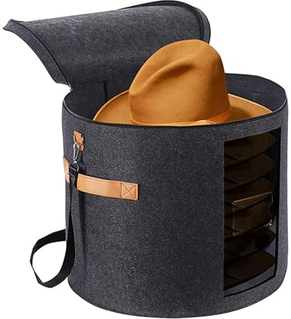 Boîte à chapeau de cowboy | 19 D x 17 H Grand organisateur de chapeau Design portable Rangement de conteneur de chapeau Couvercle anti-poussière Chapeau de grande capacité -Organisateur -Housse